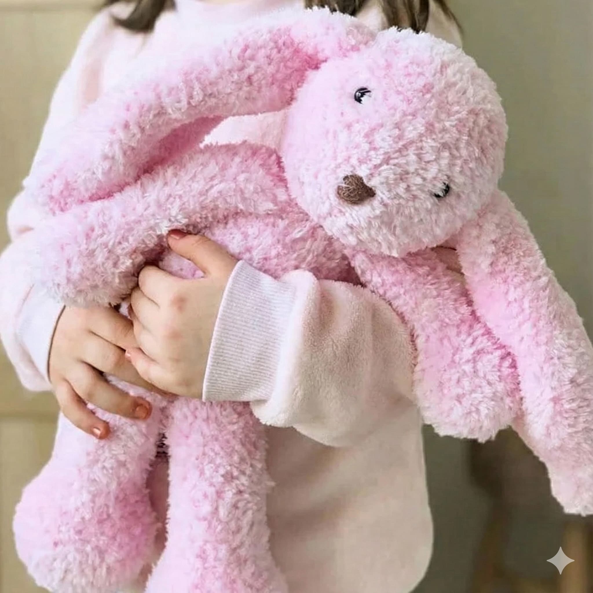 "Soft as a Cloud" Puffy Yarn Crochet Bunny | Sleep Companion - personalized organic baby gift - RosallieBaby